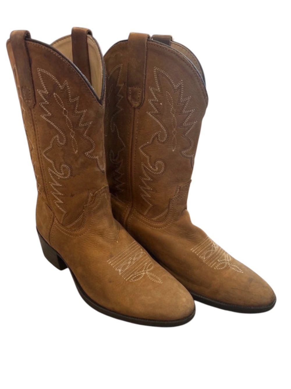 Dan Post Tan Leather Western Cowboy Boots with Stitch Detail